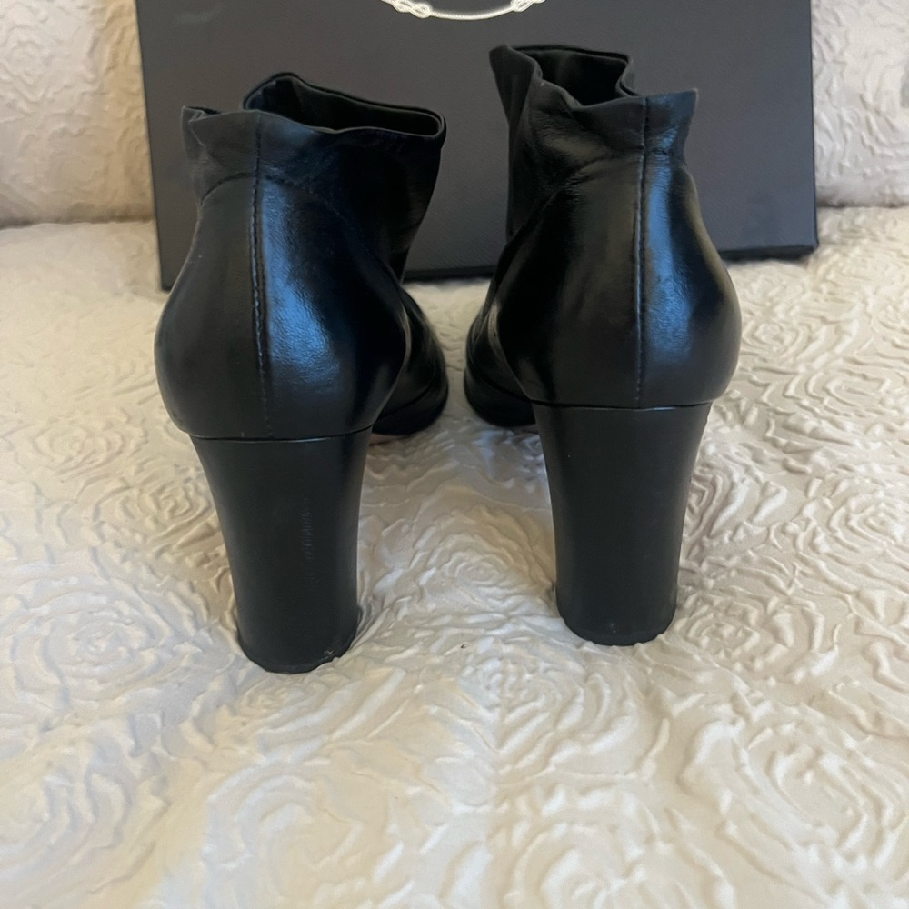✅Prada Black Leather Draped Ankle Booties. European size 37.5 =7.5 US size) - Picture 7 of 15
